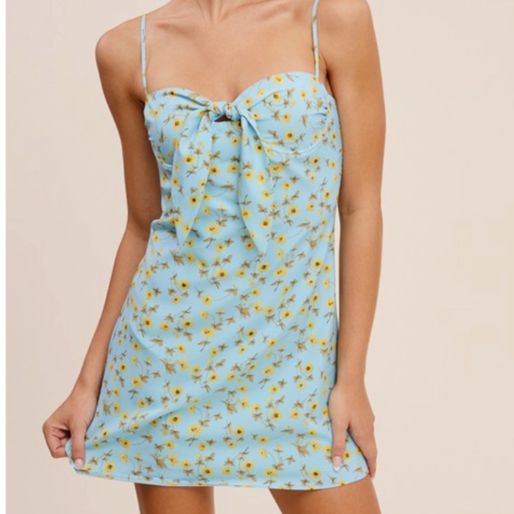 NWT Mimosa Floral Twist Tie‎ Front Mini Dress